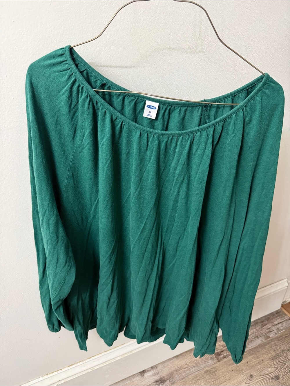 Old Navy Emerald Gathered-Neck Long-Sleeve Tunic